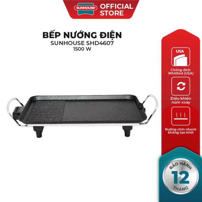 Bếp nướng điện không khói Sunhouse shd4607 công suất 1500w Hàng chính hãng