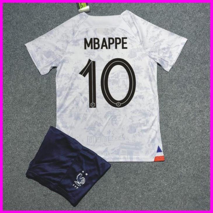 Free Ship -  Bộ Quần Áo Bóng Đá ĐT PHÁP 22/23 - Hàng Thun Thái in Sẵn Số và Tên Cầu Thủ - Logo Thêu