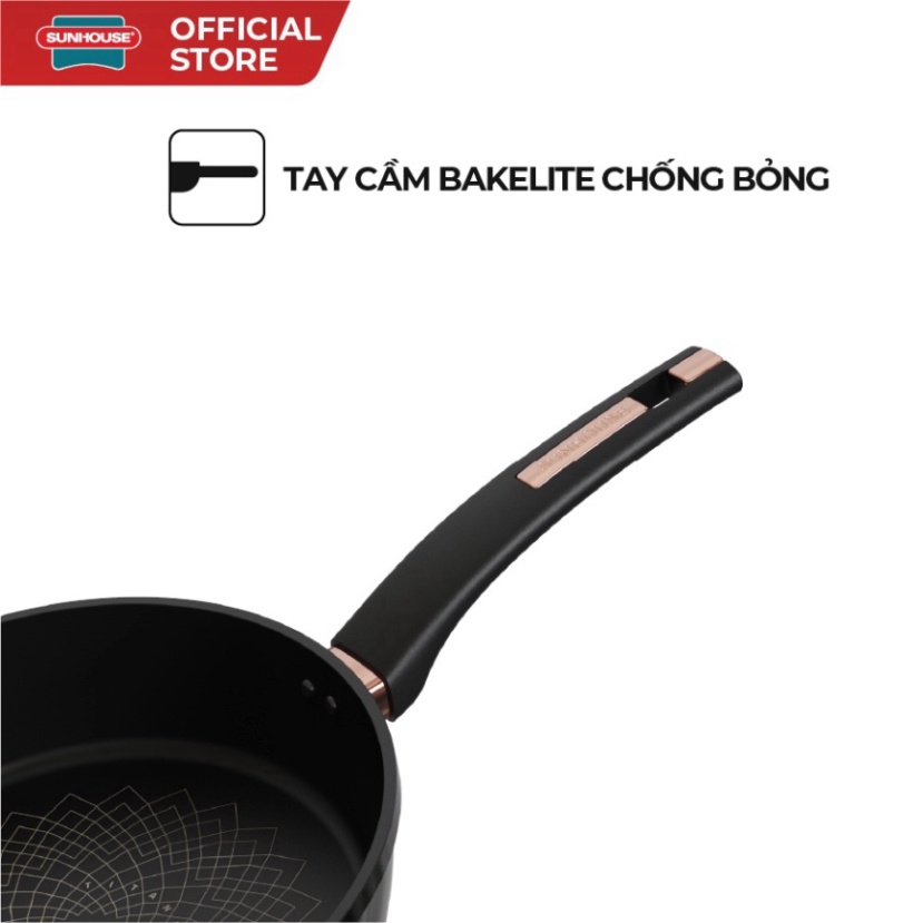 Chảo chống dính Ultra titanium SUNHOUSE ST20-22-26-28-30B | Chấp 99.999 lần chà | Bảo hành 3 năm