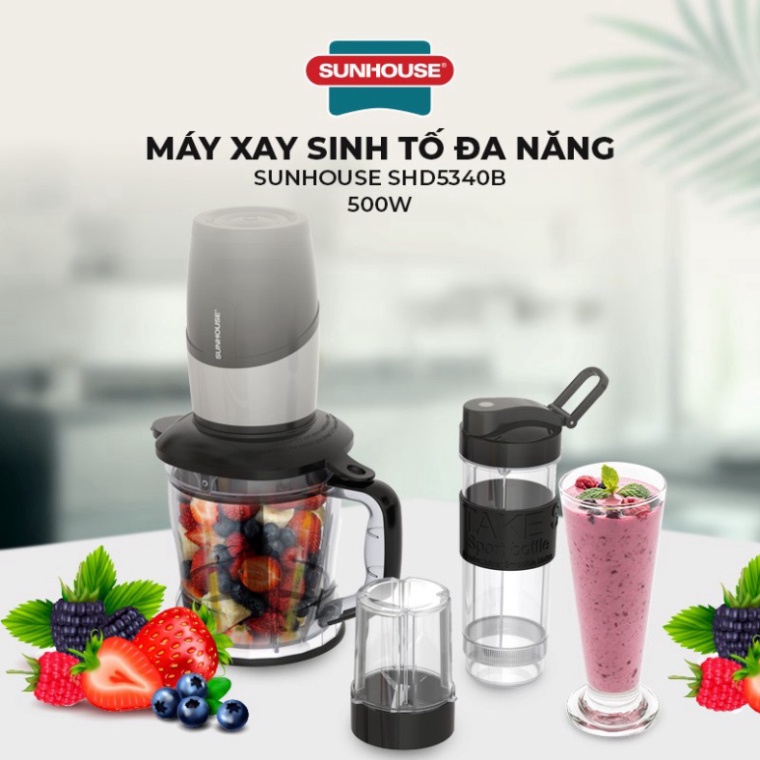 Máy xay sinh tố đa năng Sunhouse SHD5340B | Dung tích 1.2L | Công suất mạnh 500W | Bình xay u
