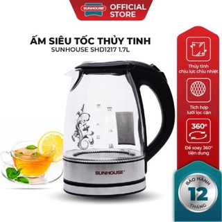 Ấm siêu tốc thủy tinh sunhouse shd1217 dung tích 1.7l bình đun nước sôi tự ngắt mới 100%