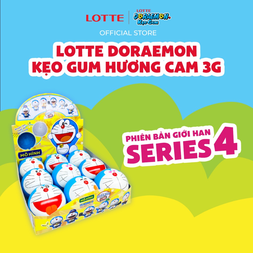 Lotte Doraemon - Kẹo gum hương cam 3 g (1 quả bóng) - Giao mẫu ngẫu nhiên