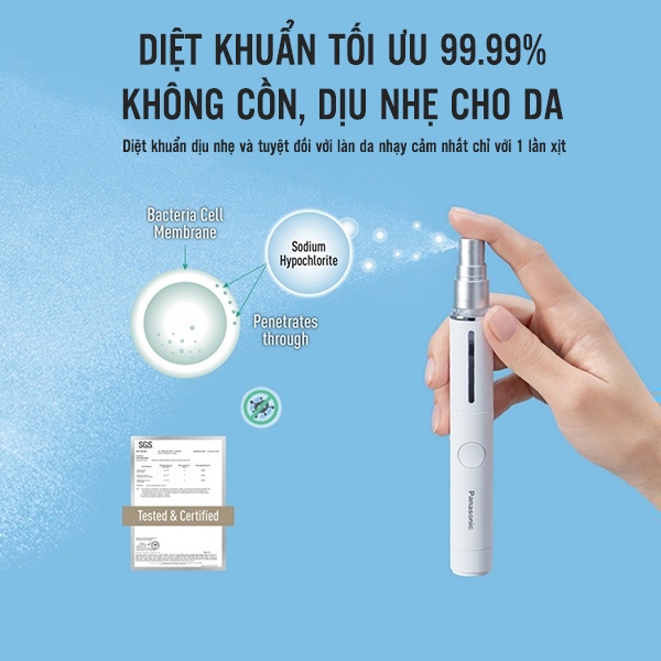 Máy xịt diệt khuẩn cầm tay không cồn Panasonic DL-SP006VN-W – Diệt khuẩn 99.99%