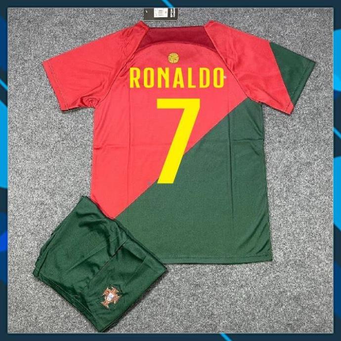 Free Ship -  Bộ Quần Áo Bóng Đá ĐT BỒ ĐÀO NHA 22/23 - in Sẵn Số - Hàng Thun Thái - Logo Thêu