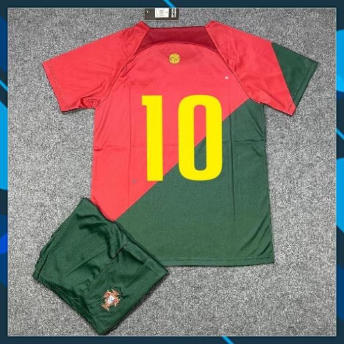 Free Ship -  Bộ Quần Áo Bóng Đá ĐT BỒ ĐÀO NHA 22/23 - in Sẵn Số - Hàng Thun Thái - Logo Thêu