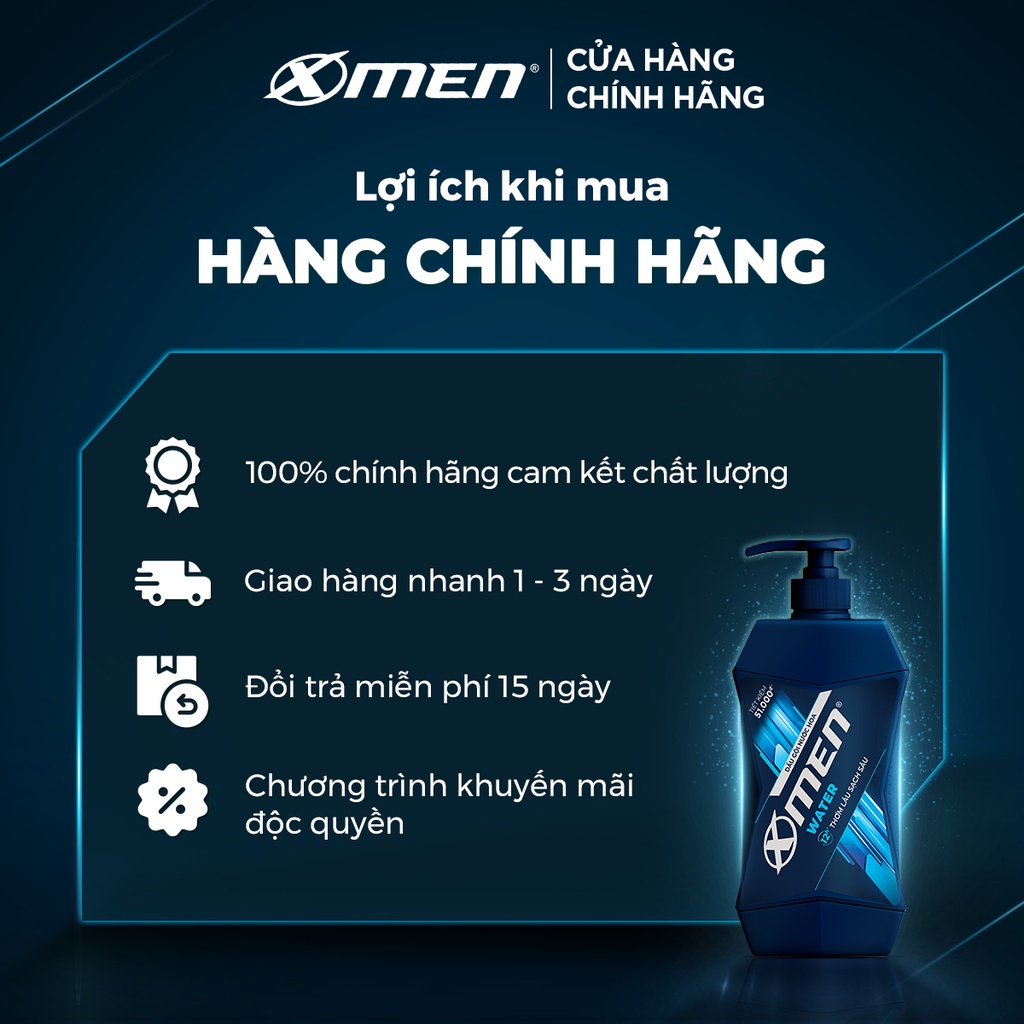 Dầu gội nước hoa Xmen 650g - 4 mùi hương nam tính, 2x sạch sâu và lưu hương 12h