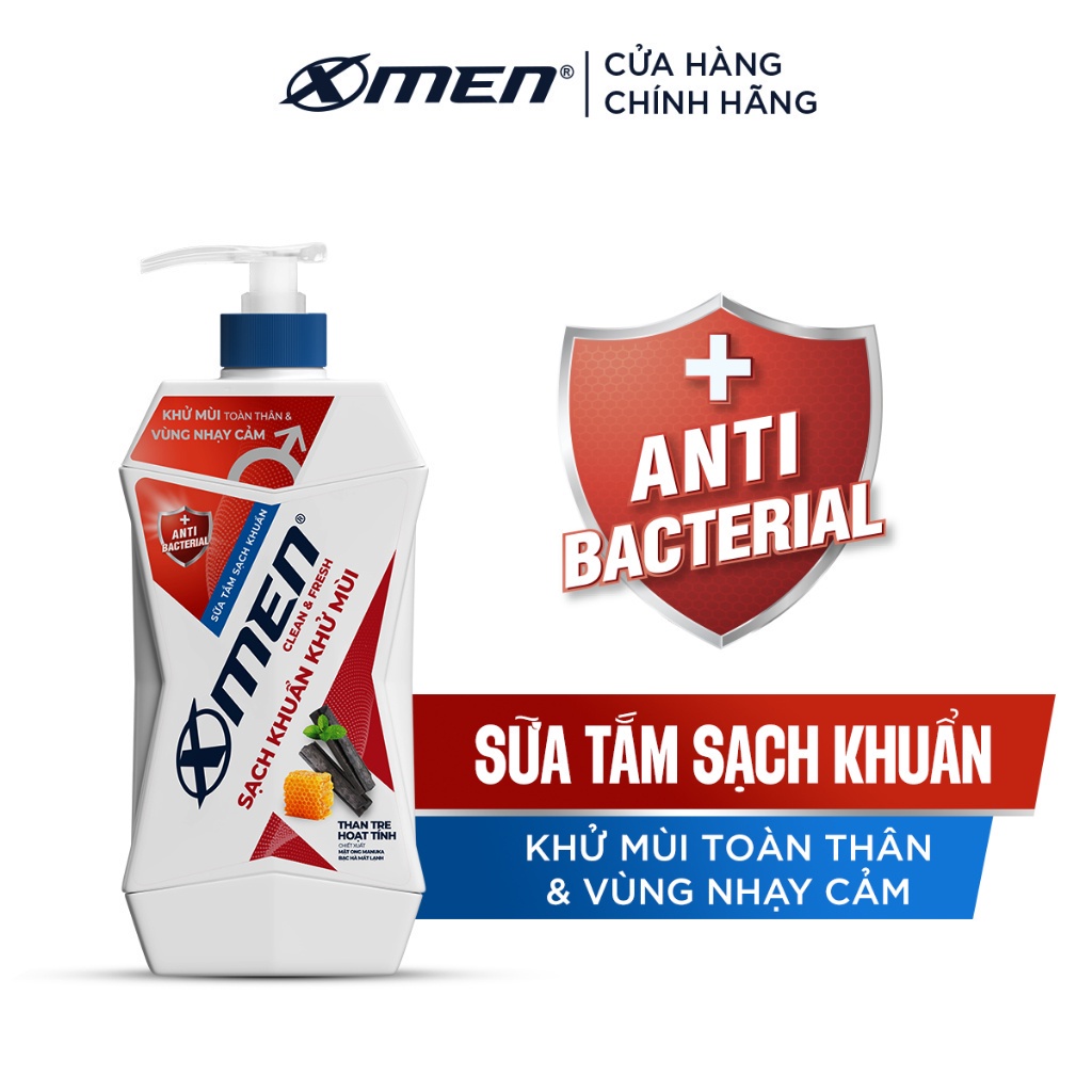 Sữa tắm X-Men Clean & Fresh Sạch Khuẩn Khử Mùi & Detox 630g