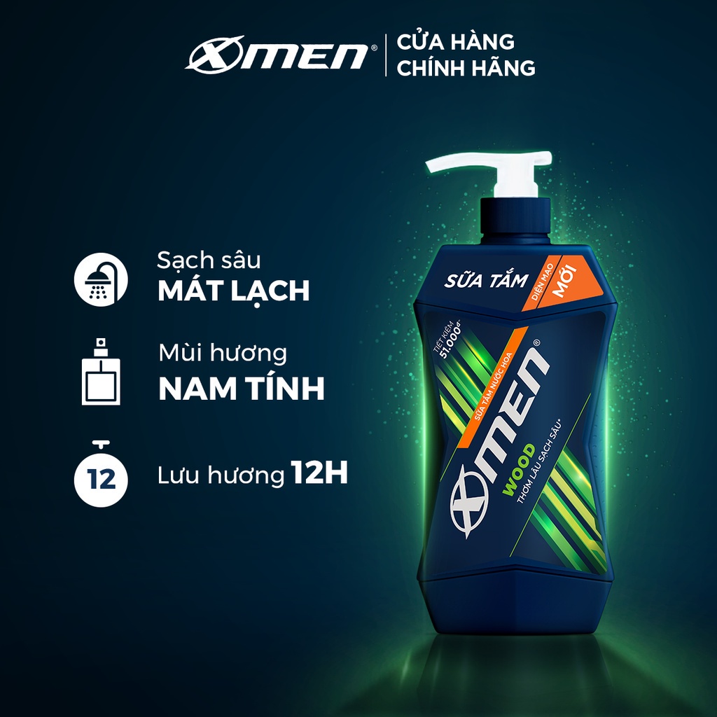 Sữa tắm nước hoa Xmen 380g - 2 mùi hương nam tính, sạch sâu và lưu hương 12H