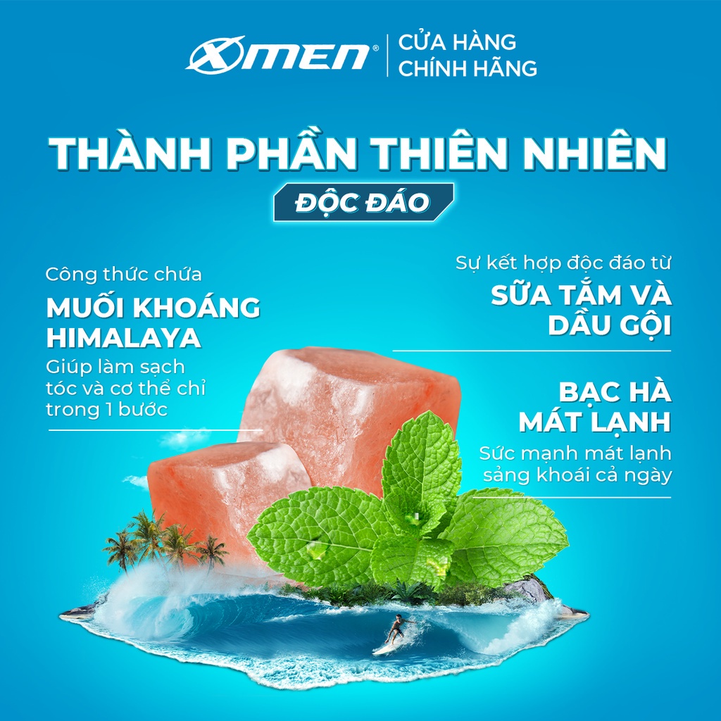 Combo Tắm Gội Clean & Fresh 2in1 Sạch Sâu 630g + Sữa rửa mặt X-Men Detox 100g - Loại bỏ 5 tác nhân ô nhiễm
