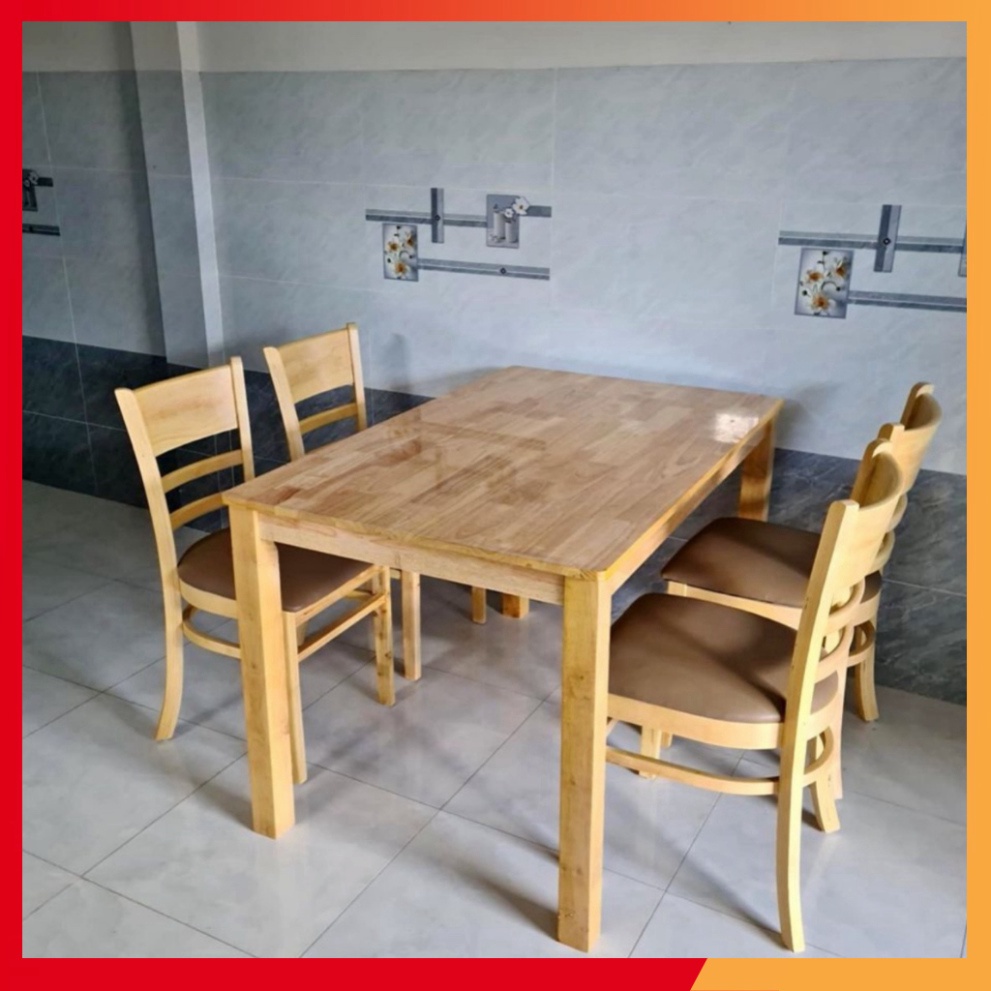 Bàn ăn cơm 4 ghế, bàn ăn cabin gỗ cau su màu đương nhiên - hàng ship nhanh kv hcm - bình dương - NỘI THẤT NGỌC MAI