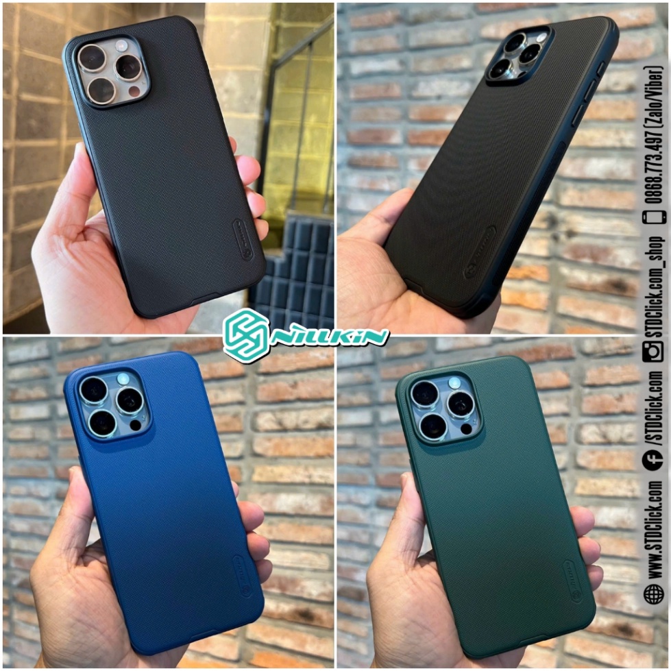 ỐP LƯNG IPHONE 15 PRO MAX - 15 PRO NILLKIN NHỰA CỨNG VIỀN DẺO - Super Frosted Shield Pro - CHÍNH HÃNG
