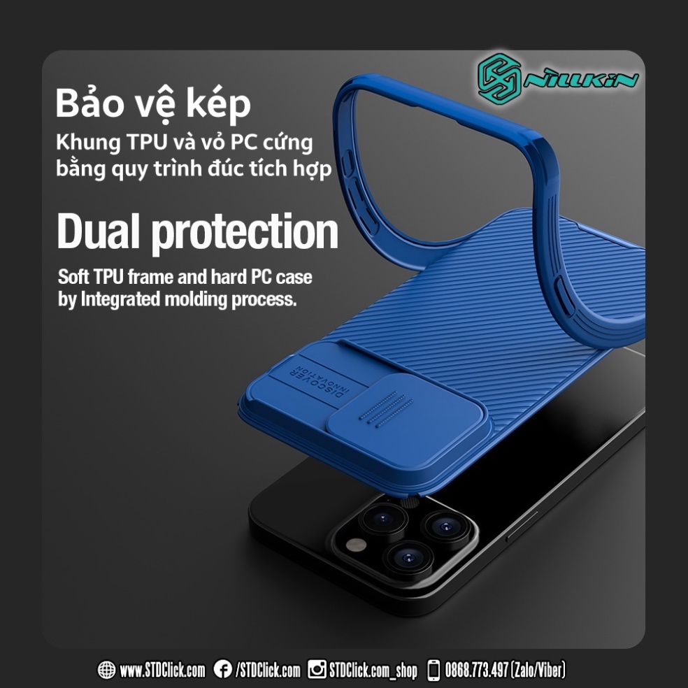 ỐP LƯNG IPHONE 15 PRO MAX - 15 PRO - 15 PLUS - 15 NILLKIN CAMSHIELD PRO NILLKIN CHÍNH HÃNG - hàng chuẩn