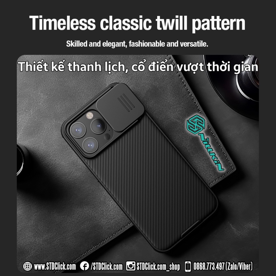 ỐP LƯNG IPHONE 15 PRO MAX - 15 PRO - 15 PLUS - 15 NILLKIN CAMSHIELD PRO NILLKIN CHÍNH HÃNG - hàng chuẩn