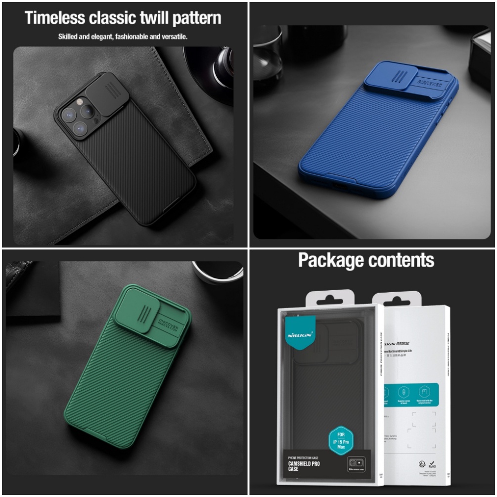 ỐP LƯNG IPHONE 15 PRO MAX - 15 PRO - 15 PLUS - 15 NILLKIN CAMSHIELD PRO NILLKIN CHÍNH HÃNG - hàng chuẩn