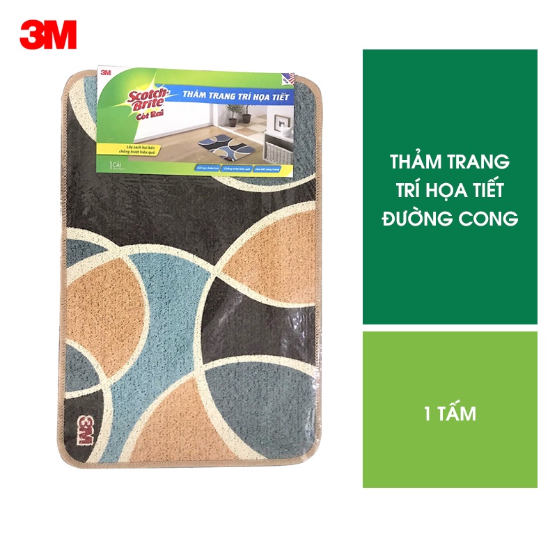Thảm trang trí cotton Scotch Brite  3M 2980 họa tiết đường cong 40x60 cm