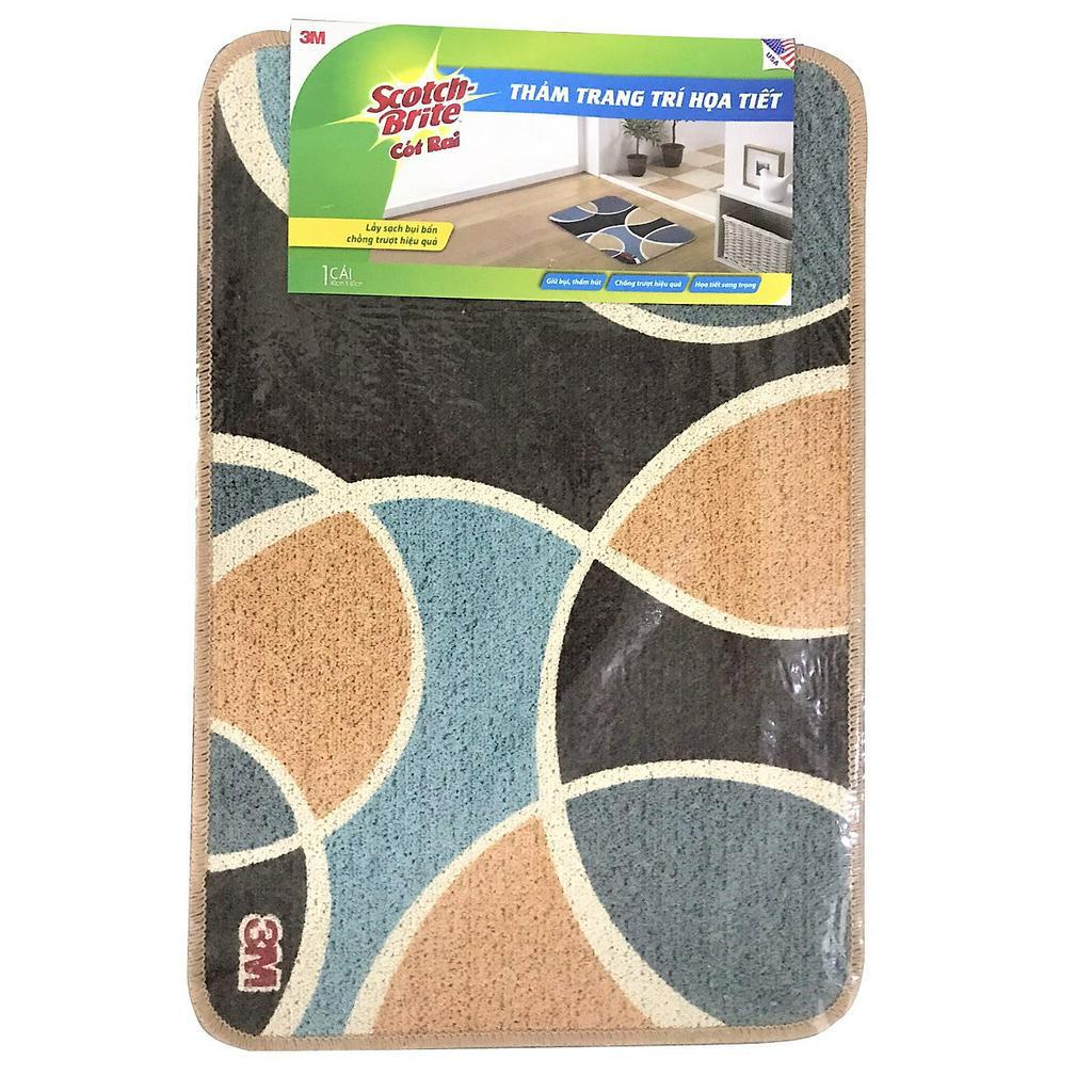 Thảm trang trí cotton Scotch Brite  3M 2980 họa tiết đường cong 40x60 cm