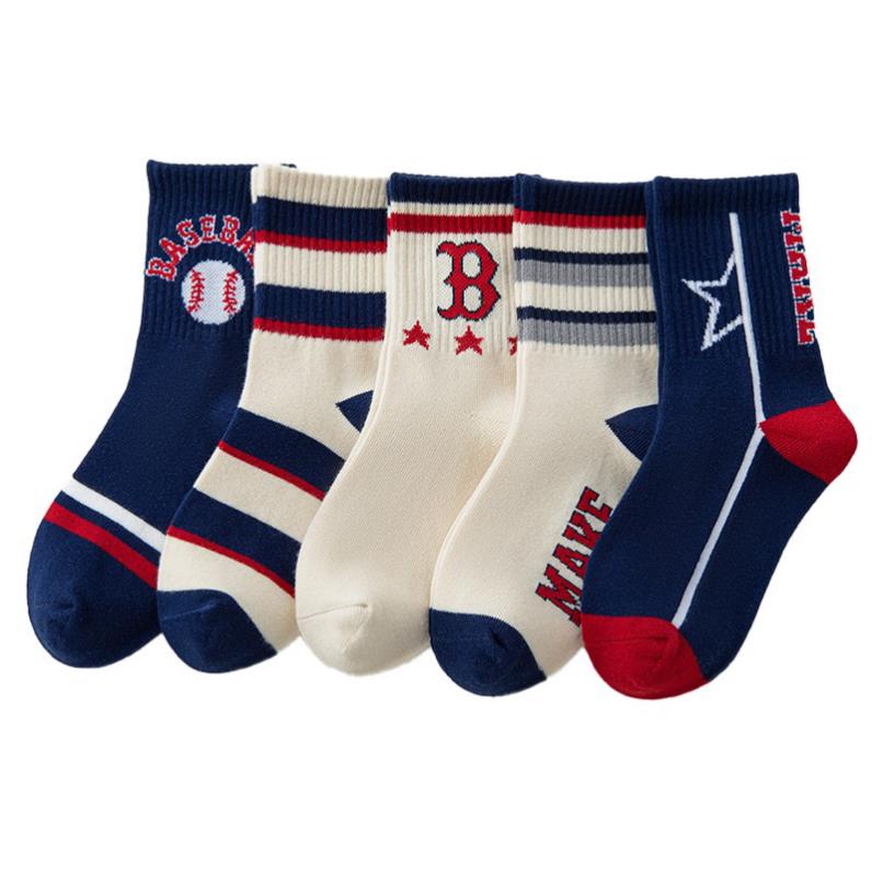 Set 5 đôi tất cotton Hình Sao Kẻ bé trai , gái sợi bông mềm mại thoáng khi khử mùi Bikini Wannale te15