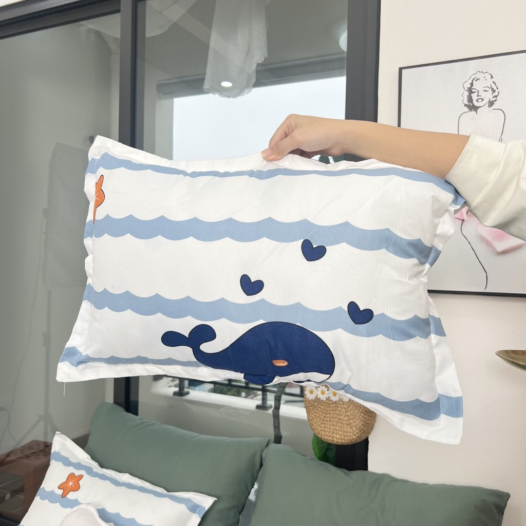 Set 5 món chăn hè chần bông ga gối Cotton Poly