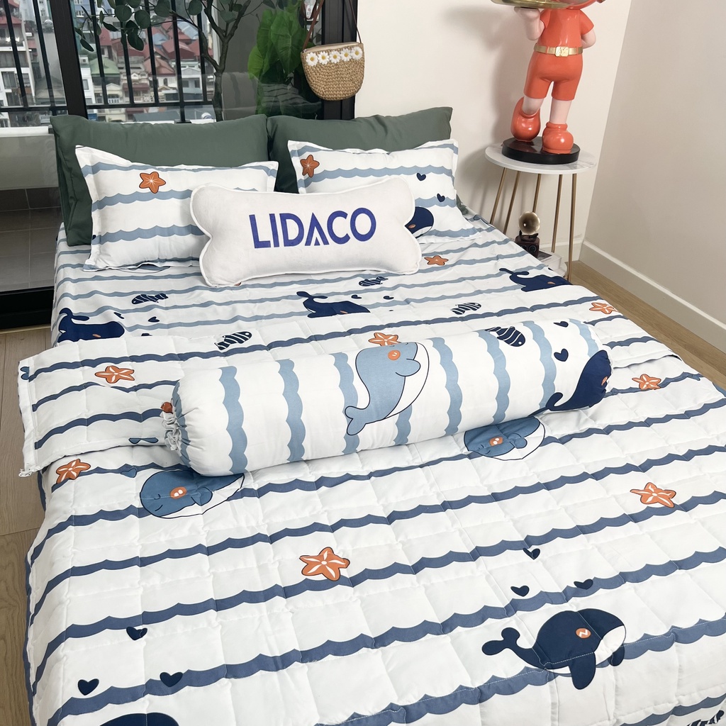 Set 5 món chăn hè chần bông ga gối Cotton Poly