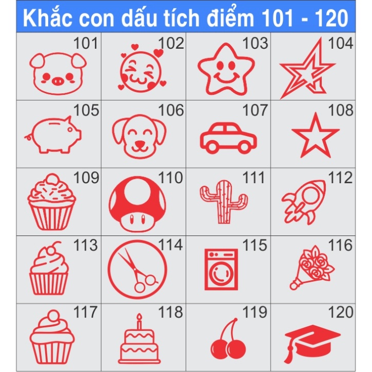 Khắc con dấu sticker logo tích điểm (101-120) hoả tốc