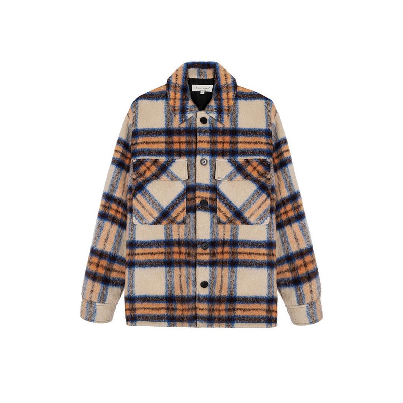 Áo Khoác Sơ Mi Len Dáng Dài Kẻ Sọc Màu Sắc Tương Phản Phong Cách Đường Phố Thời Trang Xuân Thu 2023