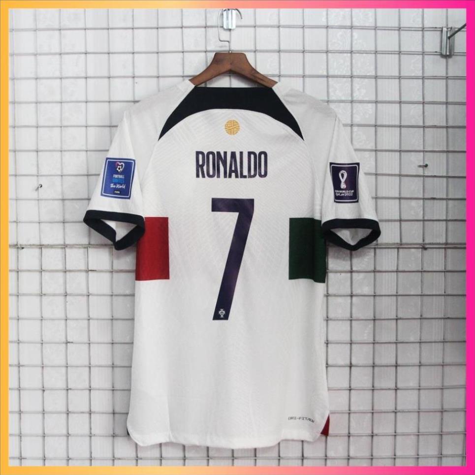 Bộ quần áo bóng đá Ronaldo 7 Bồ Đào Nha mùa WC 22/23 - Bản Player hàng Thái - Đt Bồ Đào Nha Trắng sân khách M