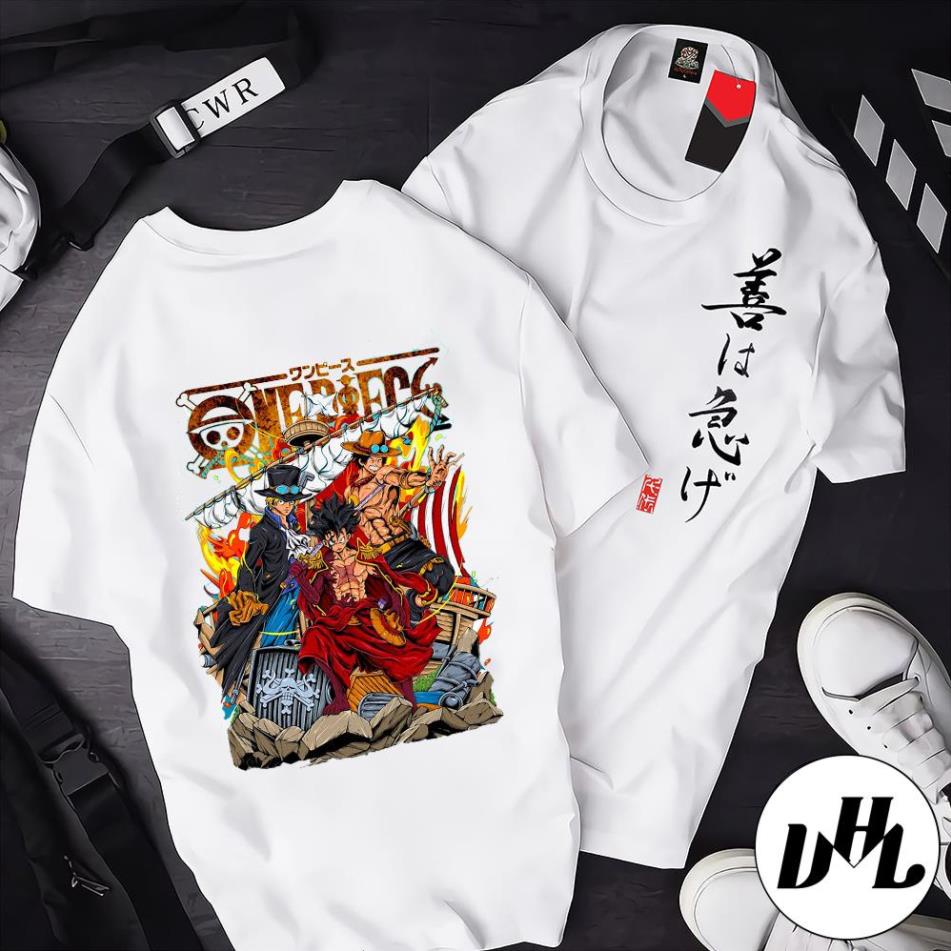 Áo thun nam nữ chữ hình one piece hải tặc, Áo thun Anime Manga truyện tranh naruto Unisex Nam Nữ