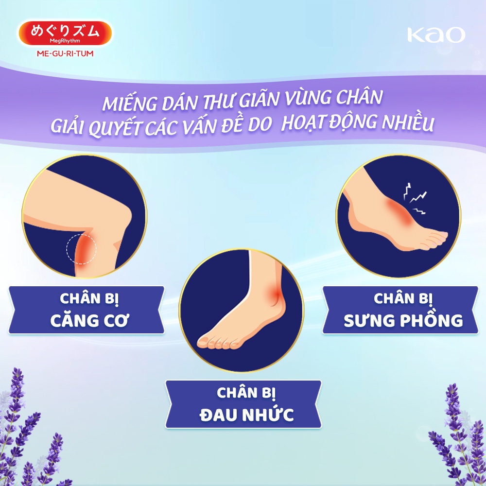 Miếng Dán Xông Hơi Thư Giãn MegRhythm Vùng Chân Carbonation Softened - Hương Oải Hương & Bạc Hà