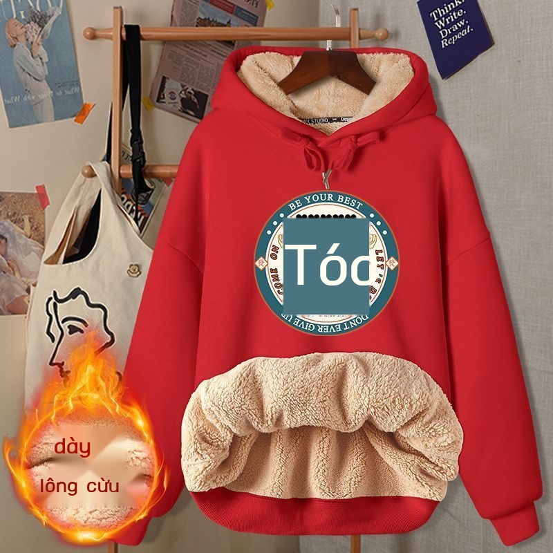 Áo hoodie Lót Lông Cừu Dày Dặn Kiểu Dáng Mới Dành Cho Nữ