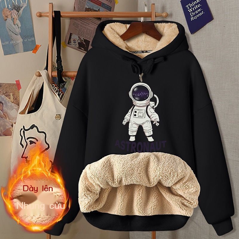 Áo hoodie Lót Lông Cừu Dày Dặn Kiểu Dáng Mới Dành Cho Nữ
