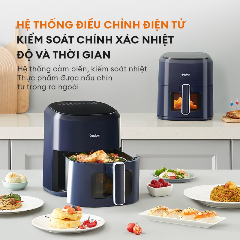 Nồi chiên không dầu điện tử GAABOR GA-E5D01 dung tích 5 lít công suất 1200W cửa kính quan sát thức ăn - Hàng chính hãng