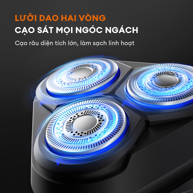 Máy cạo râu 3 lưỡi dao GAABOR GESR-M01A đa năng 2in1, thân máy chống nước sạc USB