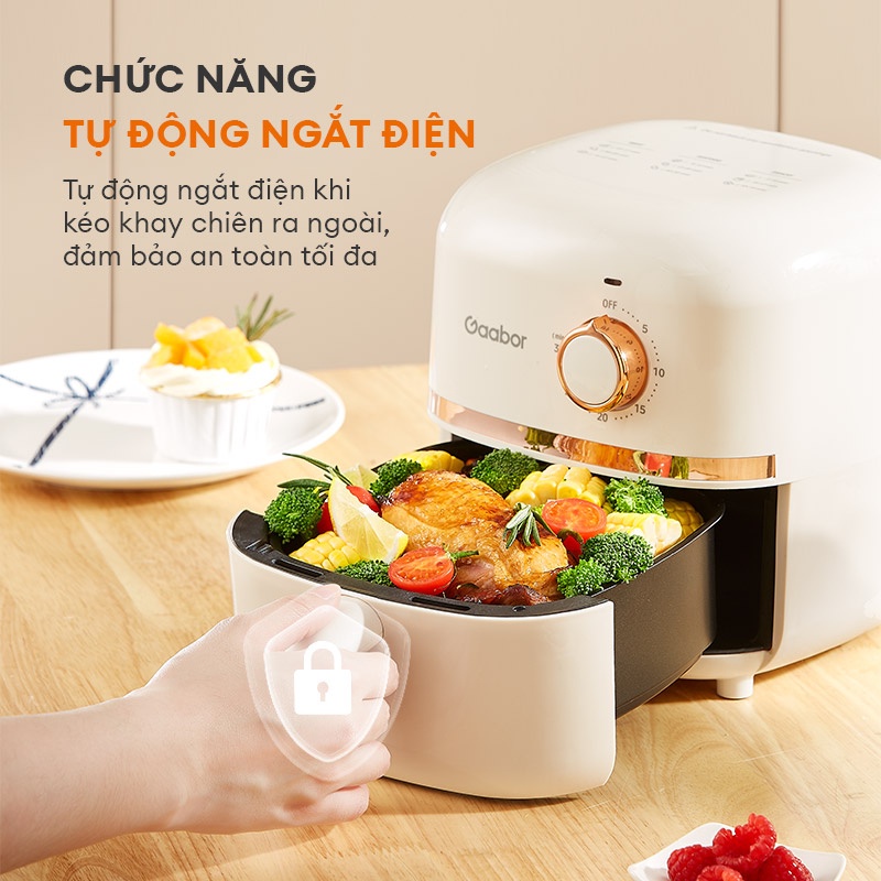 Nồi chiên không dầu GAABOR AF20M-YE01A dung tích 2L công suất 900W nóng nhanh, nhỏ gọn, xịn xò, nồi chiên giá rẻ