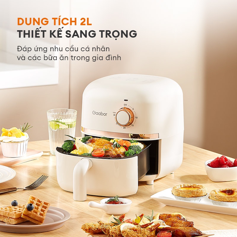 Nồi chiên không dầu GAABOR AF20M-YE01A dung tích 2L công suất 900W nóng nhanh, nhỏ gọn, xịn xò, nồi chiên giá rẻ