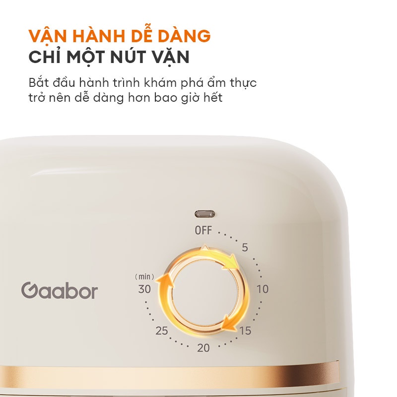 Nồi chiên không dầu GAABOR AF20M-YE01A dung tích 2L công suất 900W nóng nhanh, nhỏ gọn, xịn xò, nồi chiên giá rẻ