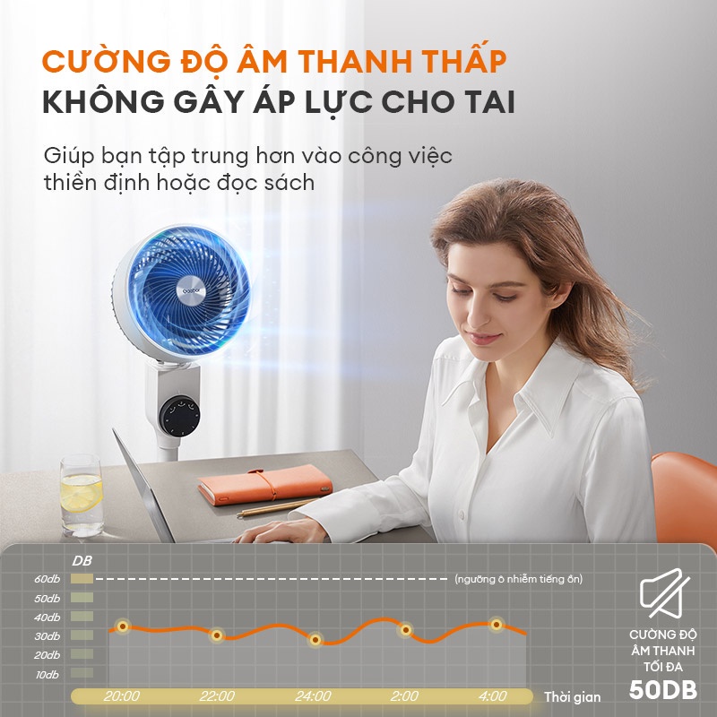 Quạt cây đứng Gaabor GFD-N240A xoay tự động tuần hoàn không khí 3 chế độ gió điều chỉnh lên xuống