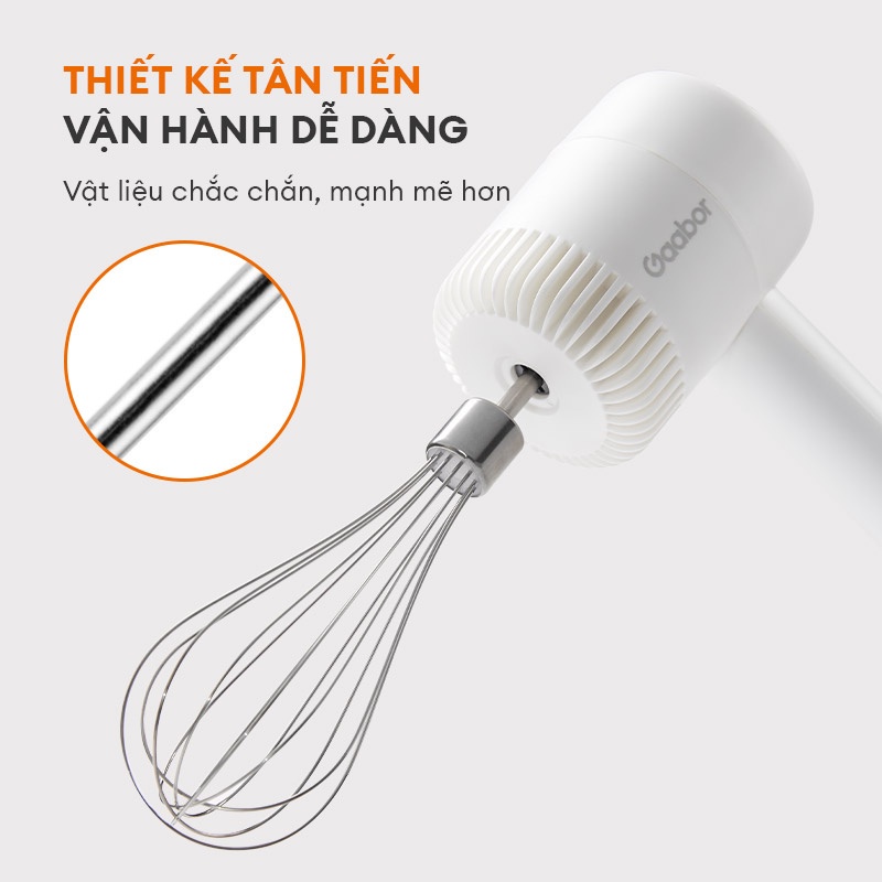 Máy xay tỏi ớt 3in1 Gaabor GE-M03 tích hợp đánh trứng đánh bột cầm tay mini đa năng xay gia vị thực phẩm mềm sử dụng pin