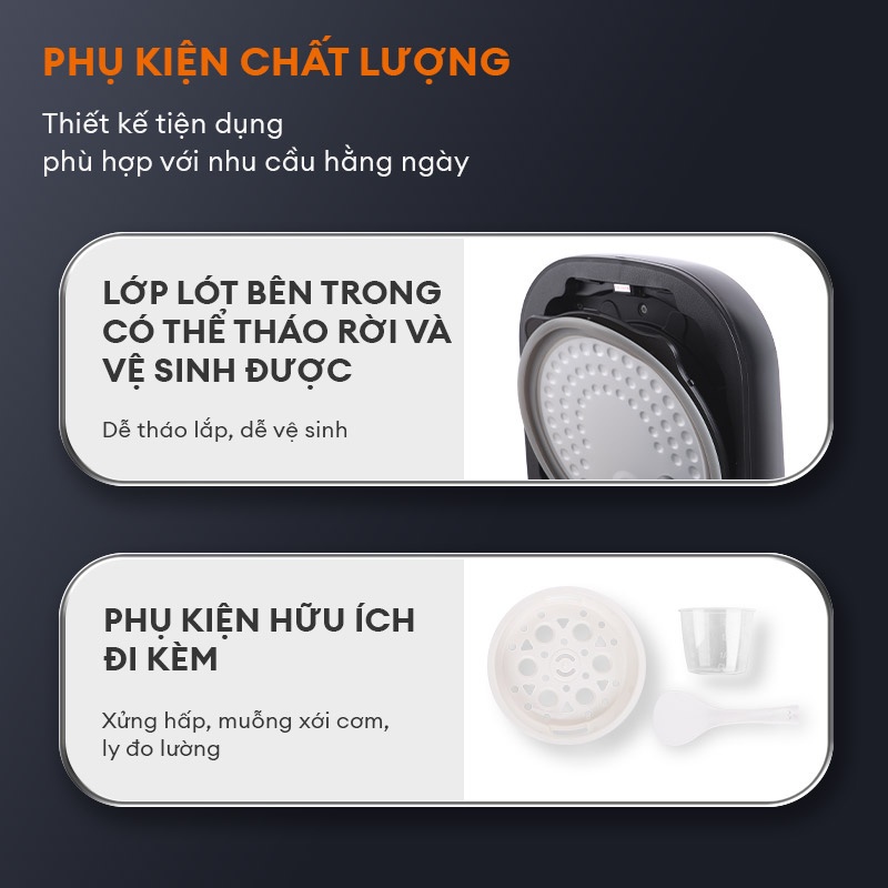 Nồi cơm điện điện tử thông minh GR-S50D dung tích lớn 5L nhiều chế độ nấu, hẹn giờ, chống dính cao cấp - Hàng chính hãng