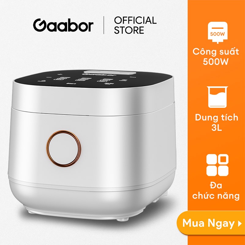 Nồi cơm điện tử GAABOR GR-S30B lòng nồi 1.2L hẹn trước 24h, 9 chế độ nấu - Hàng chính hãng