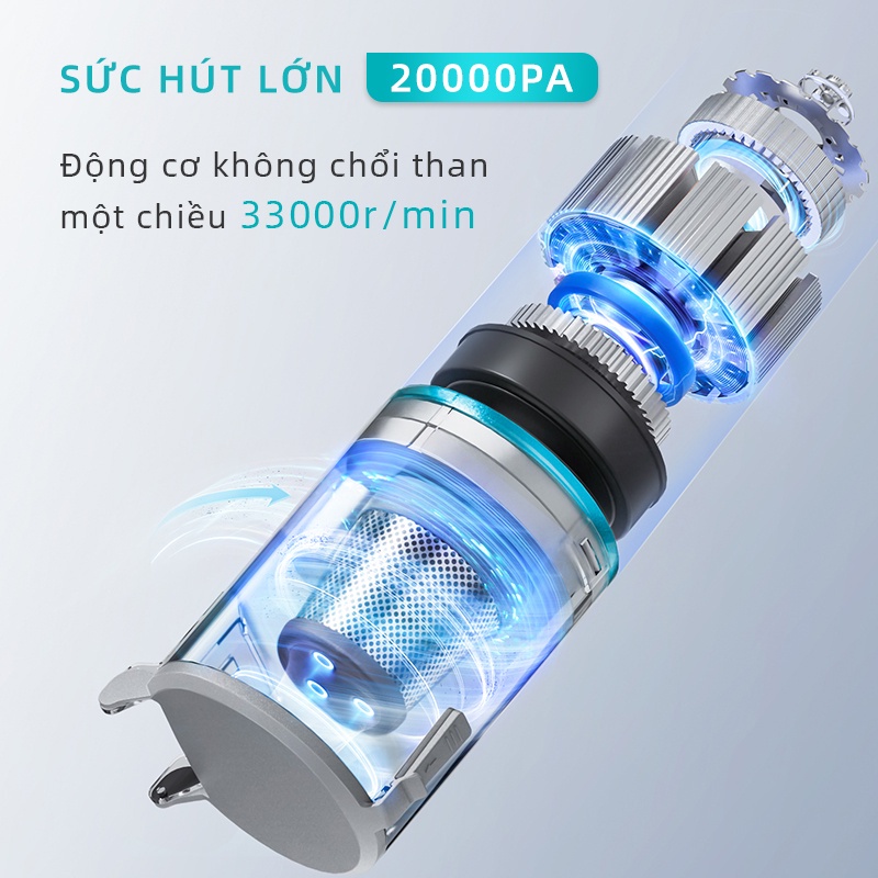 Máy hút bụi cầm tay lốc xoáy cực mạnh GWEICH GWV-20W06 lực hút 20000PA, công suất 550W- Hàng chính hãng