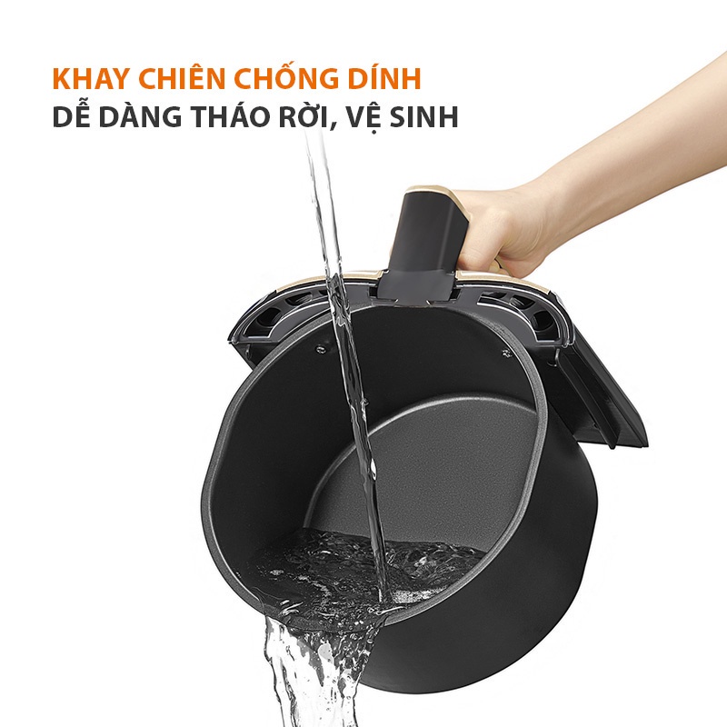 Nồi chiên không dầu Gaabor AF65M-BK01A dung tích 6.5L công suất 1400W điều khiển cơ học - Hàng chính hãng