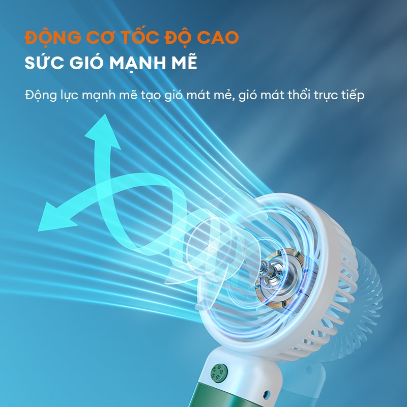 Quạt cầm tay mini GAABOR GFH-N75A sạc USB bỏ túi tiện lợi tốc độ quay 5000rpm sạc USB - Hàng chính hãng