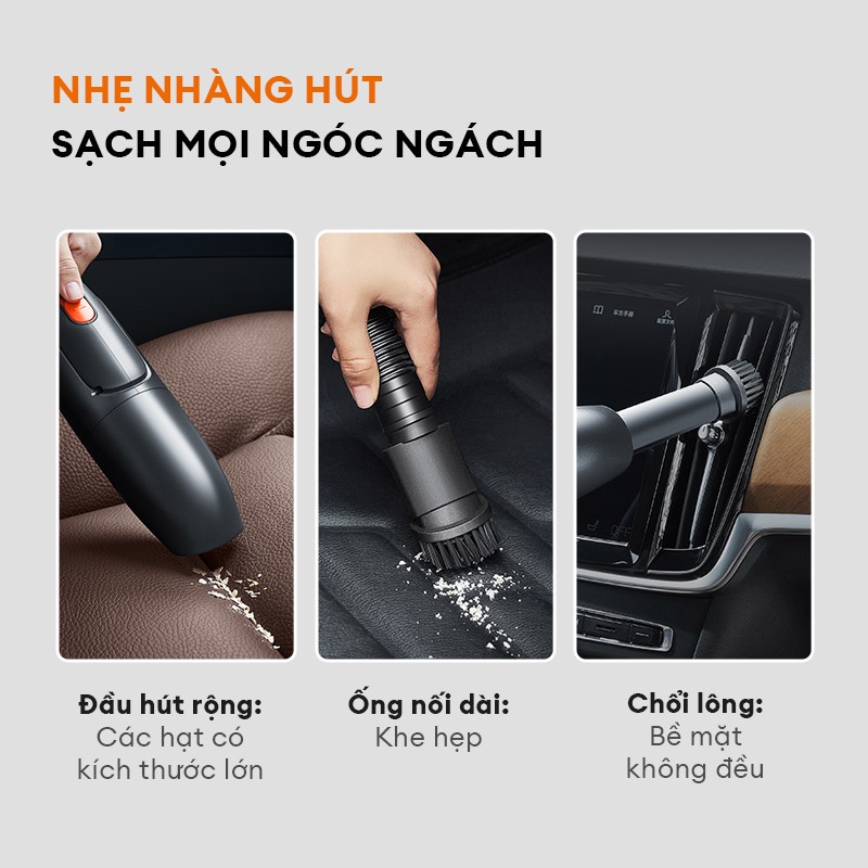 Máy hút bụi ô tô cầm tay GAABOR GVCC-M4A2 màu đen lực hút mạnh 4500pa dây nguồn dài 4.5m - Hàng chính hãng