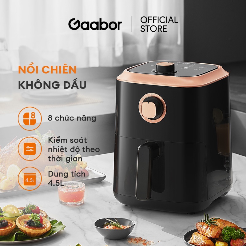 Nồi chiên không dầu GAABOR GA-M45A02 dung tích 4.5L công suất 1200W hẹn giờ đến 60 phút - Hàng chính hãng