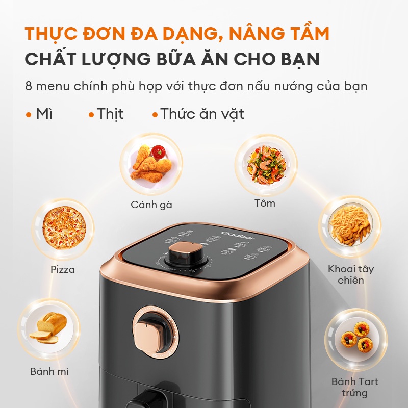 Nồi chiên không dầu GAABOR GA-M45A02 dung tích 4.5L công suất 1200W hẹn giờ đến 60 phút - Hàng chính hãng