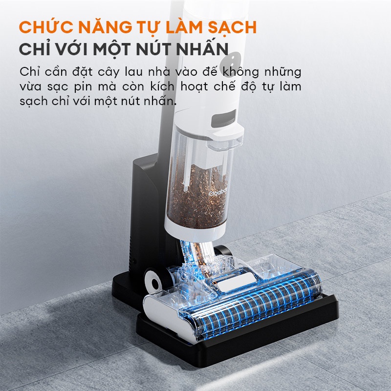 Máy hút bụi và lau sàn không dây thông minh GAABOR VCF8T-WH01A, tự làm sạch, lực hút 9000PA - Hàng chính hãng