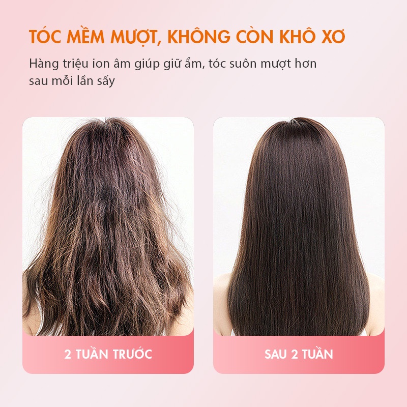 Máy sấy tóc ion âm Gaabor GHD-N1000D công suất 1000W sấy nhanh 2 chiều nóng lạnh độ ồn thấp - Hàng chính hãng