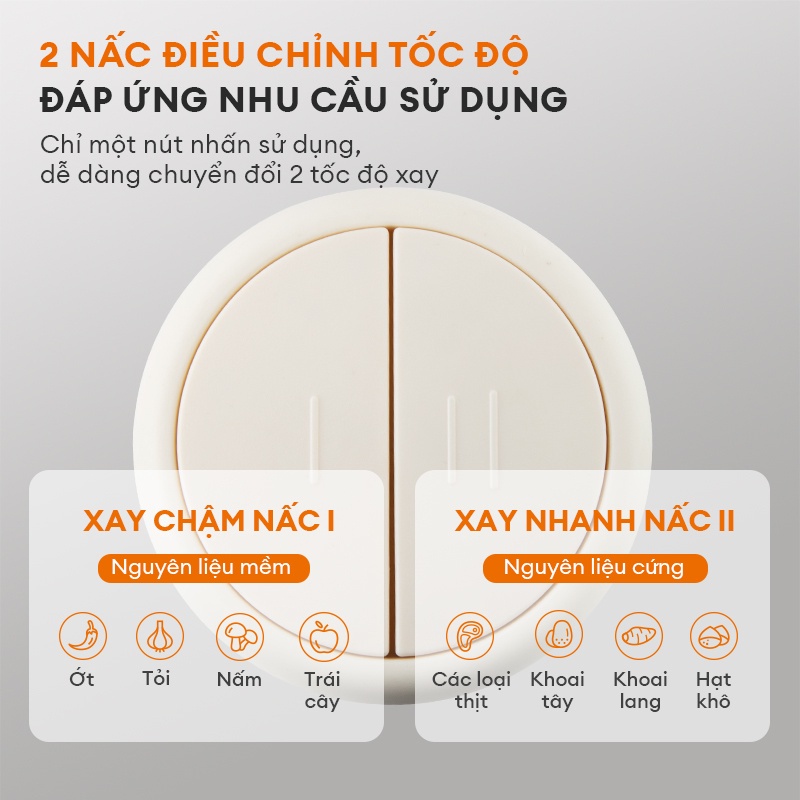 Máy xay thịt thực phẩm đa năng MG20M-WH01A Gaabor công suất 300W, cối thủy tinh, 4 lưỡi dao sắc bén - Hàng chính hãng