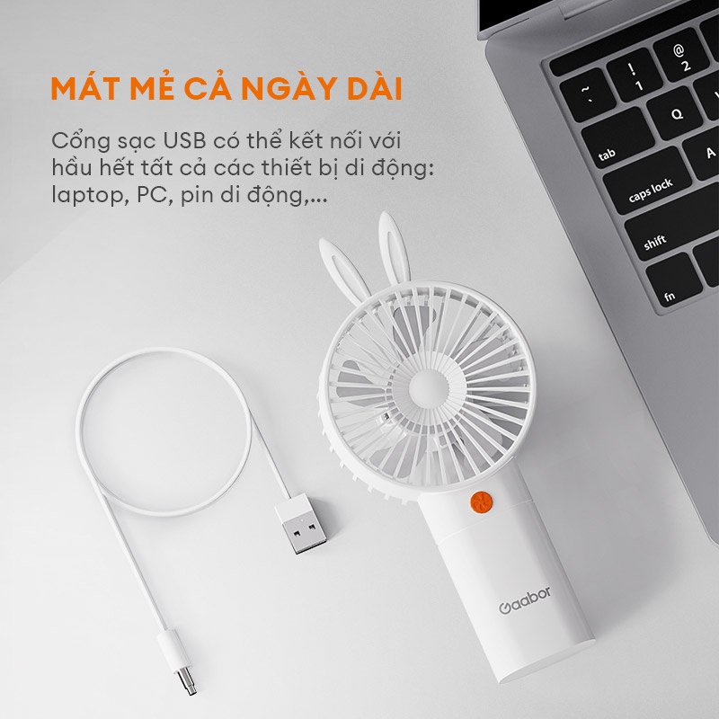 Quạt mini cầm tay GAABOR GFH-N78A tốc độ quay 5000rpm sạc USB - Hàng chính hãng