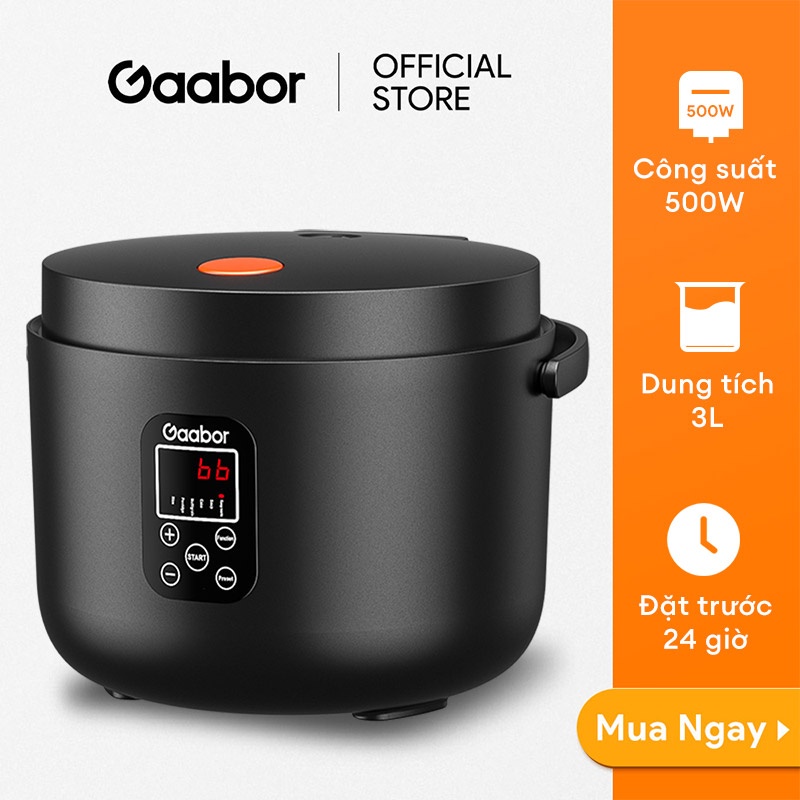 Nồi cơm điện thông minh GAABOR GR-S30A dung tích lớn 3L (lòng nồi 1.2L) - 500W - Hàng chính hãng